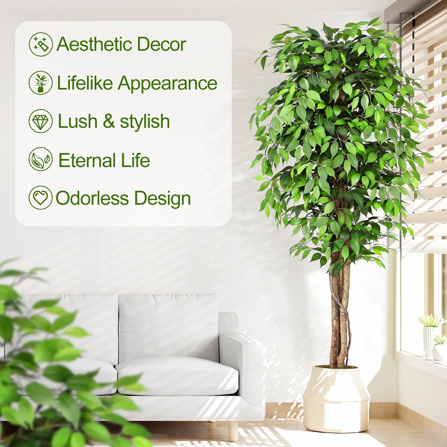 Lifelike Artificial Ficus Tree - Ficus Lyrata Tree ulasan dan harga