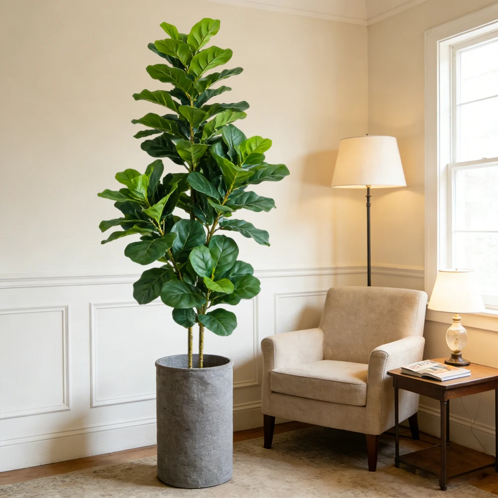 64/122cm Artificial Fiddle Fig - Ficus Lyrata Tree ulasan dan harga