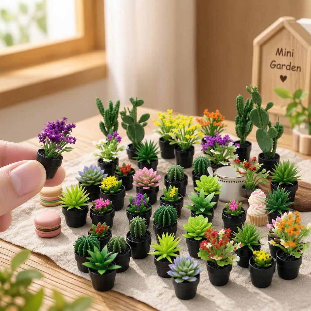8Pcs Miniature Plastic Potted  - Echeveria Succulent ulasan dan harga